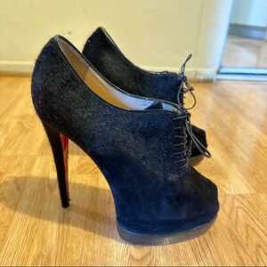 Christian Louboutin Black Lace-Up Heels